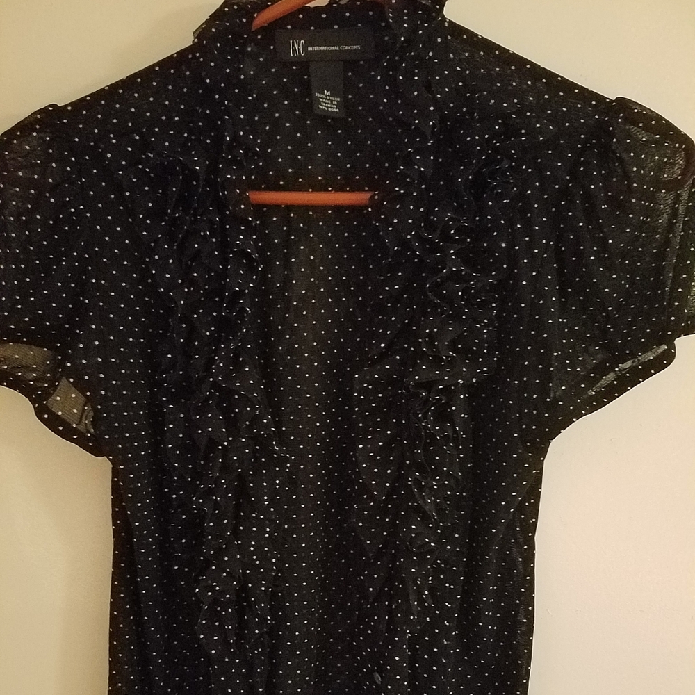 INC International Concepts womens top polk dots